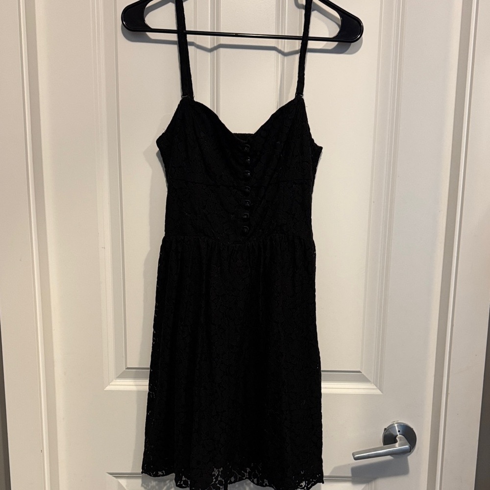 Talula Black Mini Dress with Button Detail